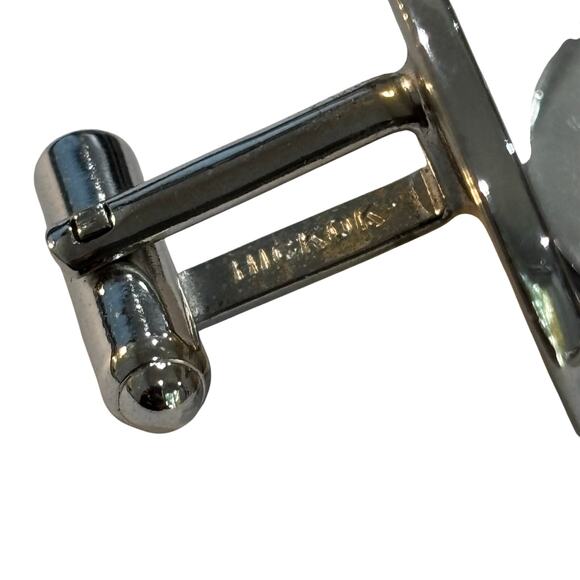 Vintage Hickok Silver Ovals Cufflinks Etched Black Highlights Classic Menswear - Picture 5 of 7